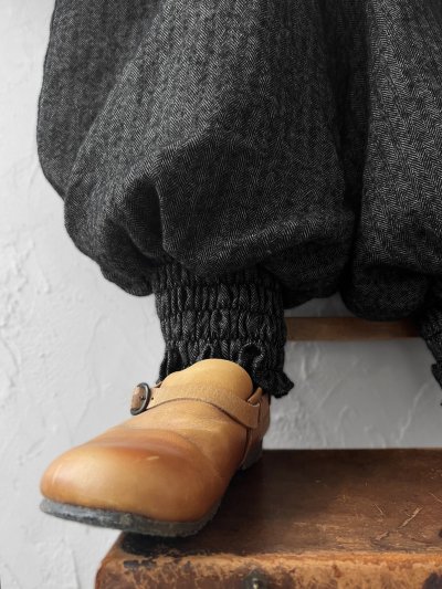 画像2: MARCHE' DE SOEUR／シェットランドウールリネン ピエロパンツ・杢ブラック