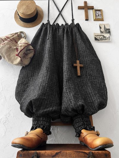 画像5: MARCHE' DE SOEUR／シェットランドウールリネン ピエロパンツ・杢ブラック