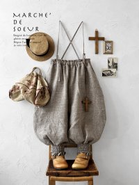 MARCHE' DE SOEUR／シェットランドウールリネン ピエロパンツ・杢ベージュ