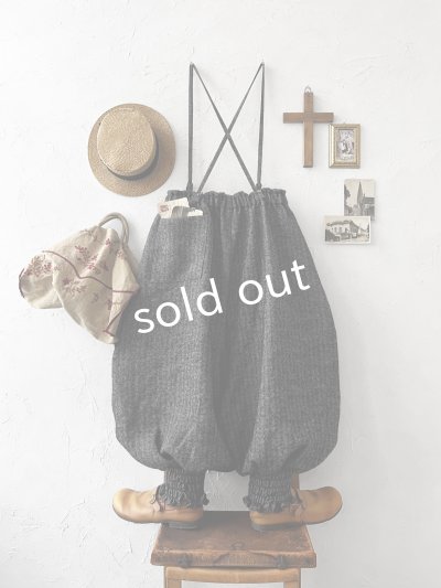 画像10: MARCHE' DE SOEUR／シェットランドウールリネン ピエロパンツ・杢ブラック