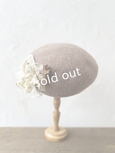 画像3: pollenbienco／アンティークレースのベレー帽・ベージュ