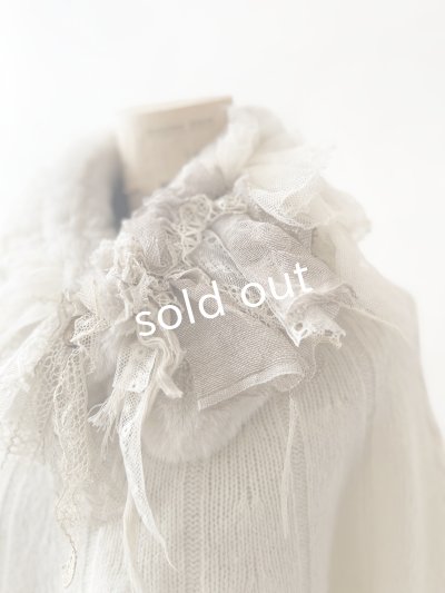 画像3: pollenbienco／アンティークレースのファーティペット・B