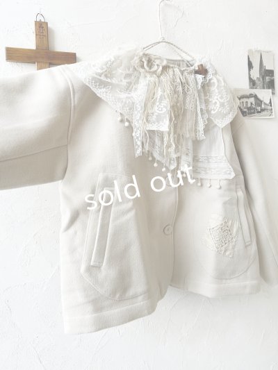 画像7: pollenbienco／アンティークレースのメルトンコート・アイボリー