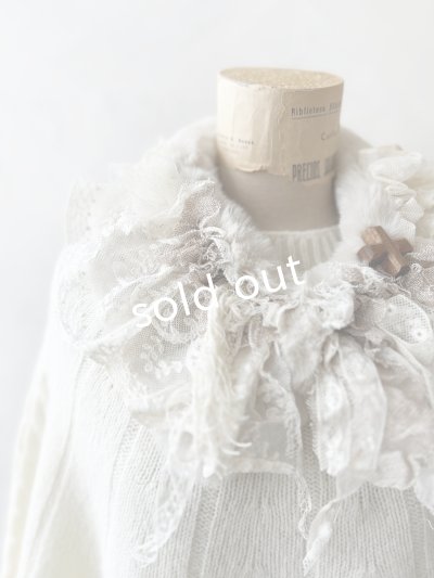 画像2: pollenbienco／アンティークレースのファーティペット・G