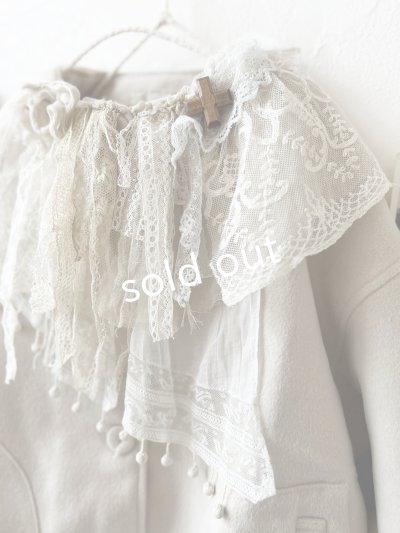 画像3: pollenbienco／アンティークレースのメルトンコート・アイボリー