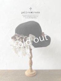 pollenbienco／アンティークレースのハット・黒