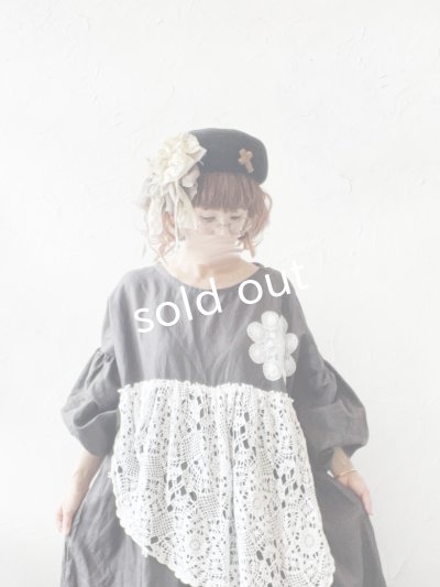 画像5: pollenbienco／アンティークレースのベレー帽・黒