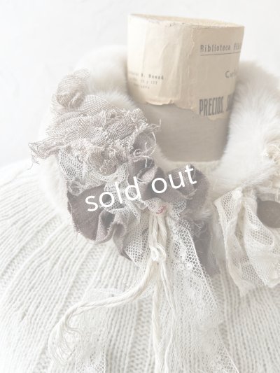 画像2: pollenbienco／アンティークレースのファーティペット・L