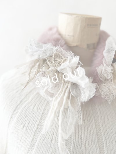 画像2: pollenbienco／アンティークレースのファーティペット・J