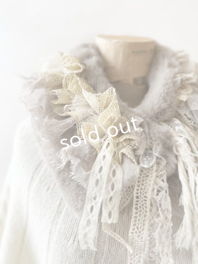 画像2: pollenbienco／アンティークレースのファーティペット・E