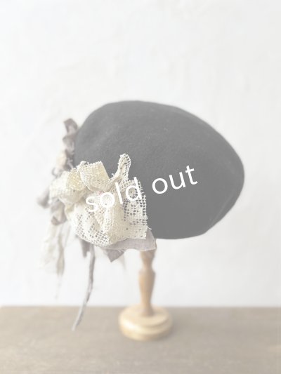 画像4: pollenbienco／アンティークレースのベレー帽・黒