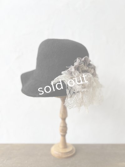 画像3: pollenbienco／アンティークレースのハット・黒