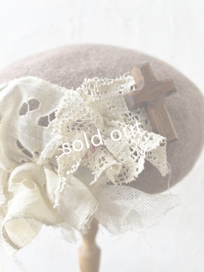 画像4: pollenbienco／アンティークレースのベレー帽・ベージュ