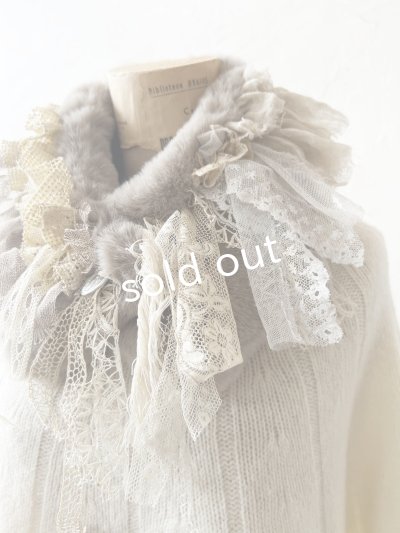 画像3: pollenbienco／アンティークレースのファーティペット・E