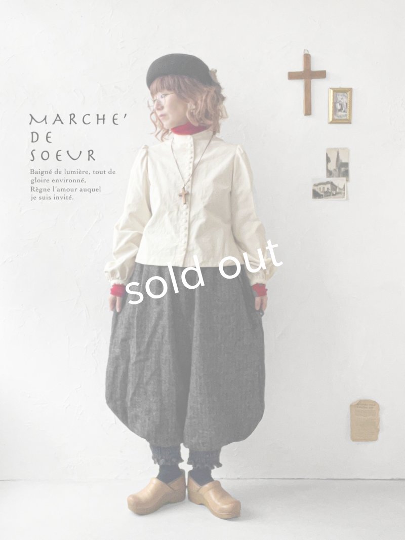 画像2: MARCHE' DE SOEUR／シェットランドウールリネン ピエロパンツ・杢ブラック (2)