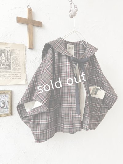 画像4: MARCHE' DE SOEUR／セーラー襟のタッセルちびジャケット・レッドブラウンチェック