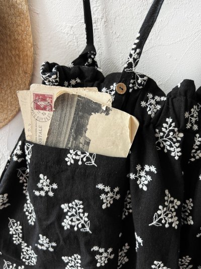 画像11: MARCHE' DE SOEUR／ピエロパンツ・黒ブーケ刺繍