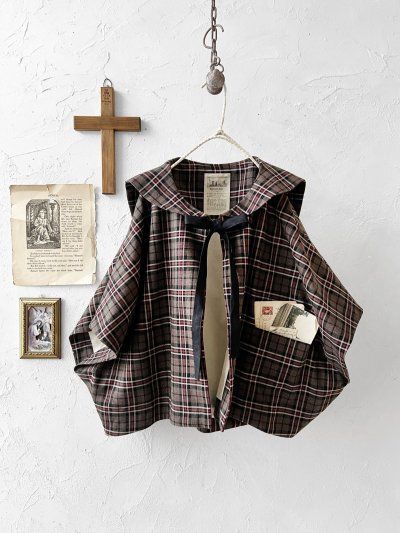 画像3: MARCHE' DE SOEUR／セーラ襟のタッセルちびジャケット・レッドブラウンチェック