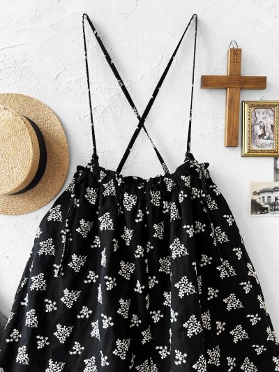 画像2: MARCHE' DE SOEUR／ピエロパンツ・黒ブーケ刺繍