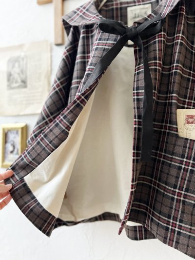 画像10: MARCHE' DE SOEUR／セーラ襟のタッセルちびジャケット・レッドブラウンチェック