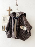 画像3: MARCHE' DE SOEUR／セーラー襟のタッセルちびジャケット・レッドブラウンチェック (3)