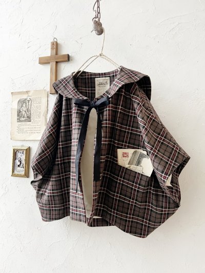 画像4: MARCHE' DE SOEUR／セーラ襟のタッセルちびジャケット・レッドブラウンチェック