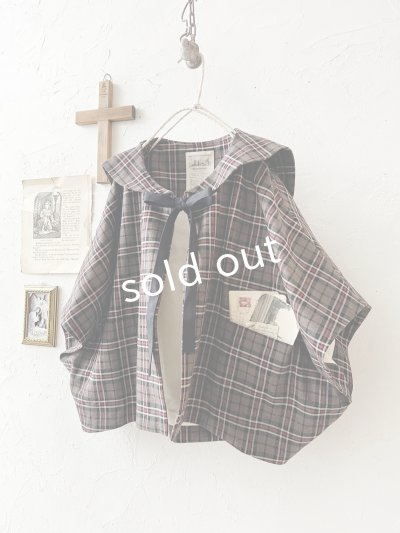 画像3: MARCHE' DE SOEUR／セーラー襟のタッセルちびジャケット・レッドブラウンチェック