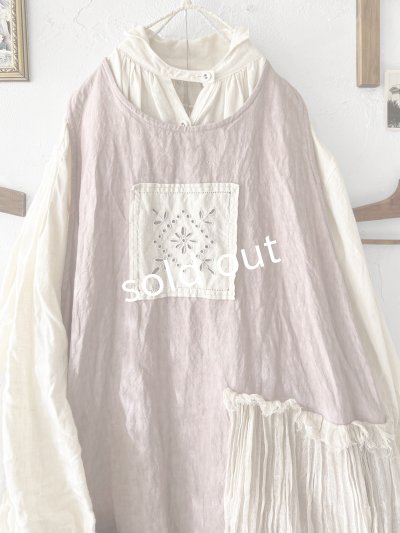 画像2: MARCHE' DE SOEUR／アンティークレース付きタブリエドレス・サクラ