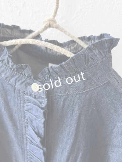 画像3: SO／ライトデニムフリルブラウス・インディゴ