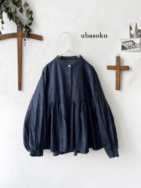 ubasoku/0108 比翼ギャザーブラウス・インディゴ