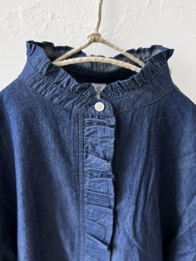 画像2: SO／ライトデニムフリルブラウス・インディゴ