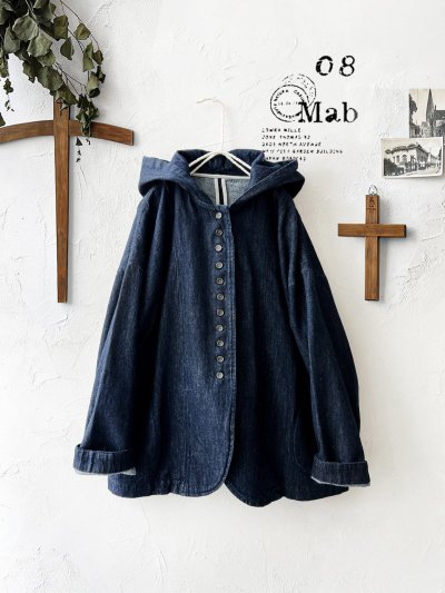 画像1: 08mab/デニムフードジャケット・インディゴ