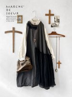 画像1: MARCHE' DE SOEUR／アンティークレース付きタブリエドレス・スミクロ (1)