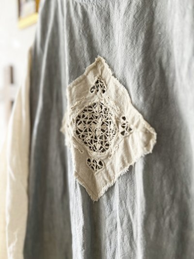 画像3: MARCHE' DE SOEUR／アンティークレース付きタブリエドレス・アイスグレー