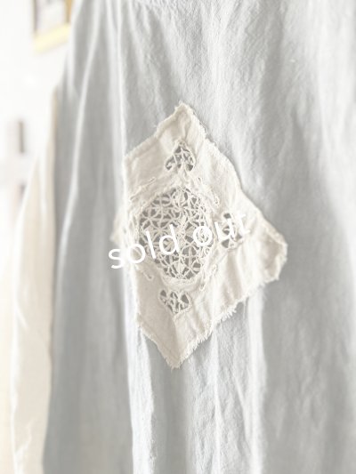 画像3: MARCHE' DE SOEUR／アンティークレース付きタブリエドレス・アイスグレー