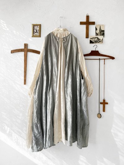 画像7: MARCHE' DE SOEUR／アンティークレース付きタブリエドレス・アイスグレー