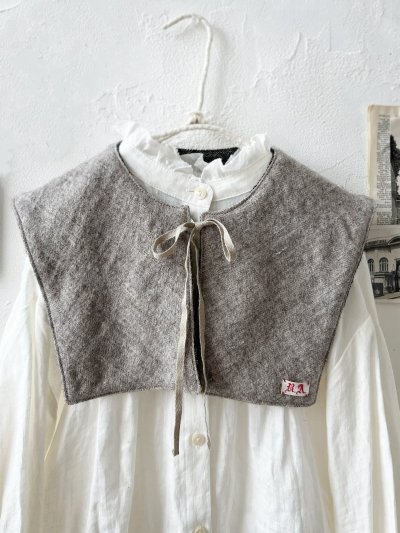 画像2: MARCHE' DE SOEUR／リバーシブルタッセルティペット・杢ブラック×ベージュ