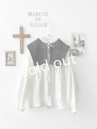 MARCHE' DE SOEUR／リバーシブルタッセルティペット・杢ブラック×ベージュ