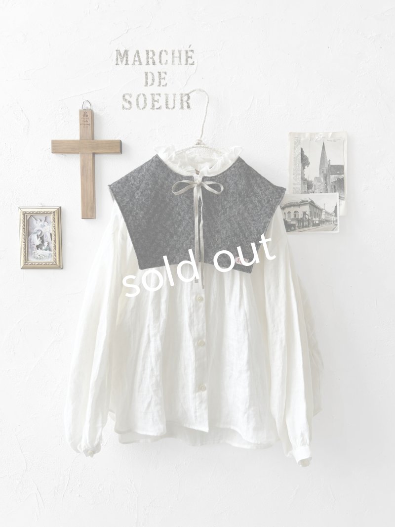 画像1: MARCHE' DE SOEUR／リバーシブルタッセルティペット・杢ブラック×ベージュ (1)