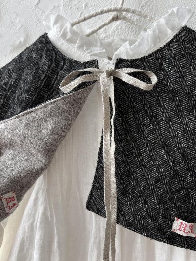 画像5: MARCHE' DE SOEUR／リバーシブルタッセルティペット・杢ブラック×ベージュ