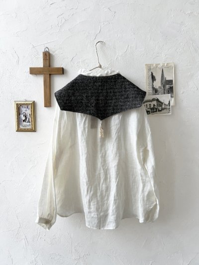 画像6: MARCHE' DE SOEUR／リバーシブルタッセルティペット・杢ブラック×ベージュ