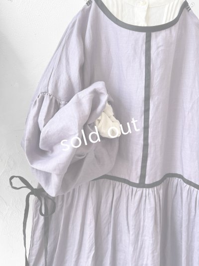 画像5: shizuka's／リネンのリボンワンピース（パフスリーブ）スミレ