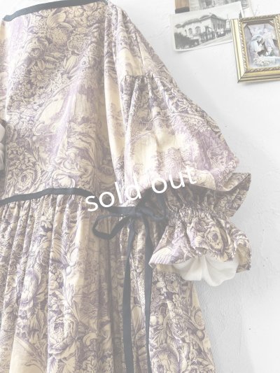 画像3: shizuka's／トワルドジュイのリボンワンピース・（ベルスリーブ）山葡萄