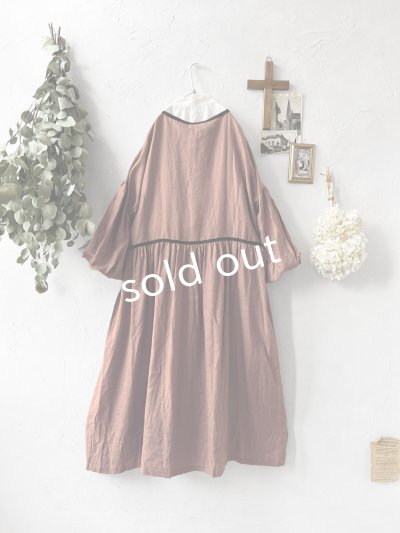 画像6: shizuka's／リネンのリボンワンピース（パフスリーブ）テラコッタ