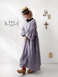 画像1: shizuka's／リネンのリボンワンピース（パフスリーブ）スミレ (1)
