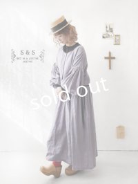 shizuka's／リネンのリボンワンピース（パフスリーブ）スミレ