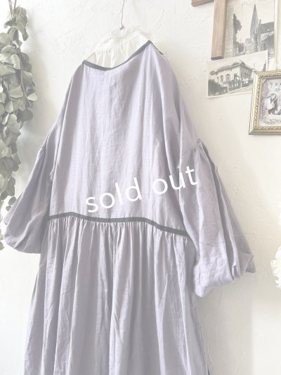 画像8: shizuka's／リネンのリボンワンピース（パフスリーブ）スミレ