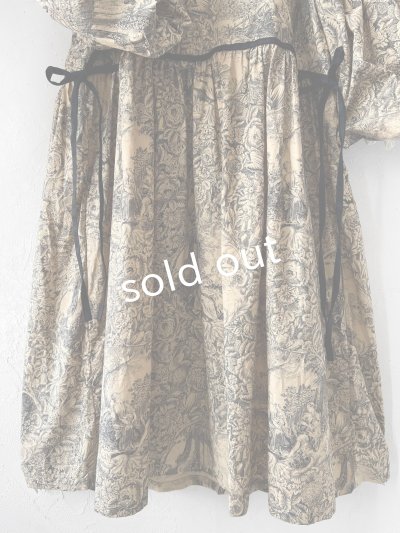 画像2: shizuka's／トワルドジュイのリボンワンピース（パフスリーブ）ベージュ