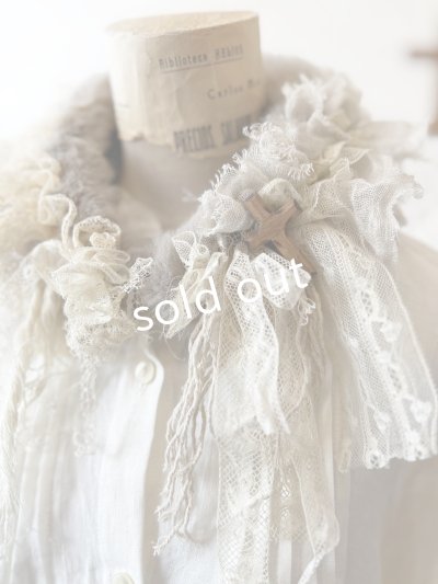 画像2: pollenbienco／アンティークレースのファーティペット・B
