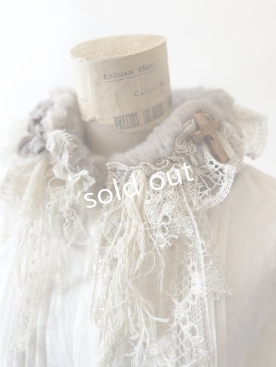 画像2: pollenbienco／アンティークレースのファーティペット・A